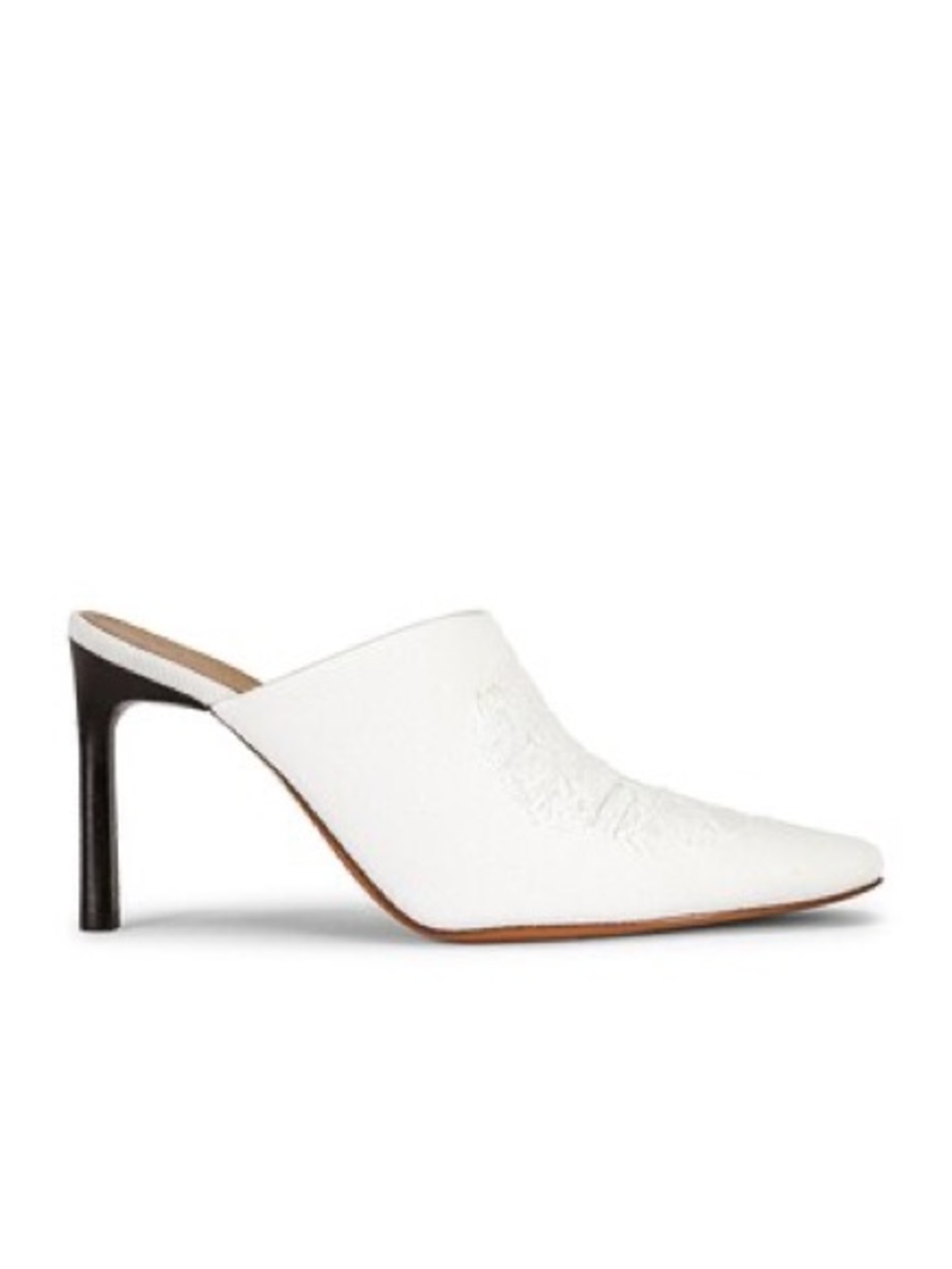 Loewe White Pointed-Toe Leather Mule Heels